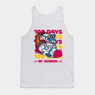 100 days of school typography featuring Astronauts dabbing on a rocket #2 Tank Top